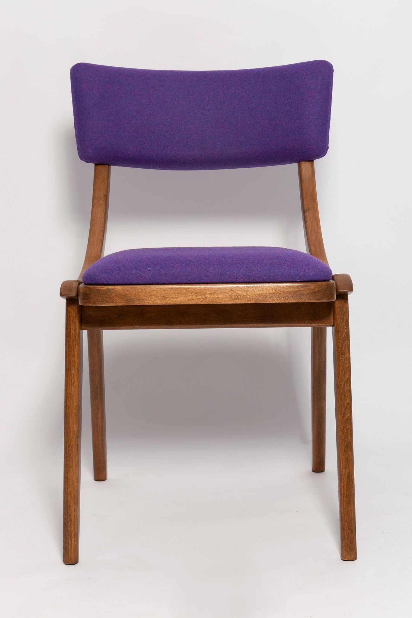 Mid-Century Modern Bumerang Chair, Purple Wool, Poland, 1960s