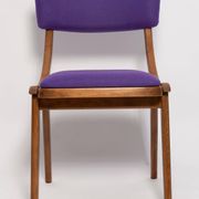 Mid-Century Modern Bumerang Chair, Purple Wool, Poland, 1960s