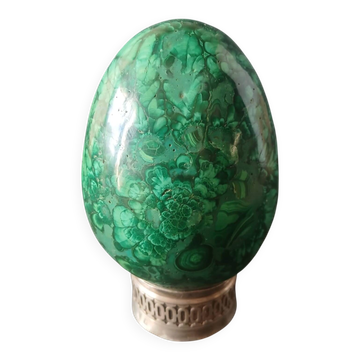 Grand œuf décoratif en malachite naturelle