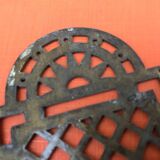 Two half old cleanliness plates Original patina Openwork brass