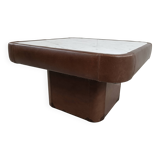 Vintage coffee table in marble and leather attribué à Desede, 1970s