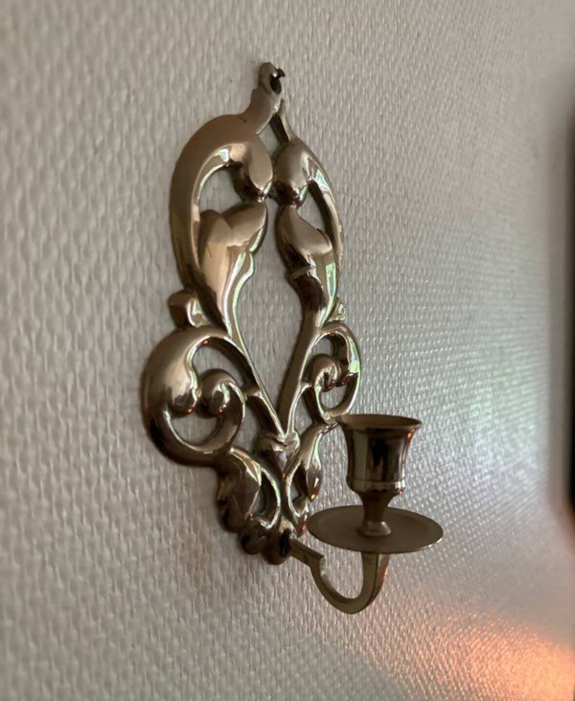 Antique brass wall candle holder