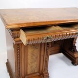 Bureau ancien avec petit meuble en noyer des années 1860