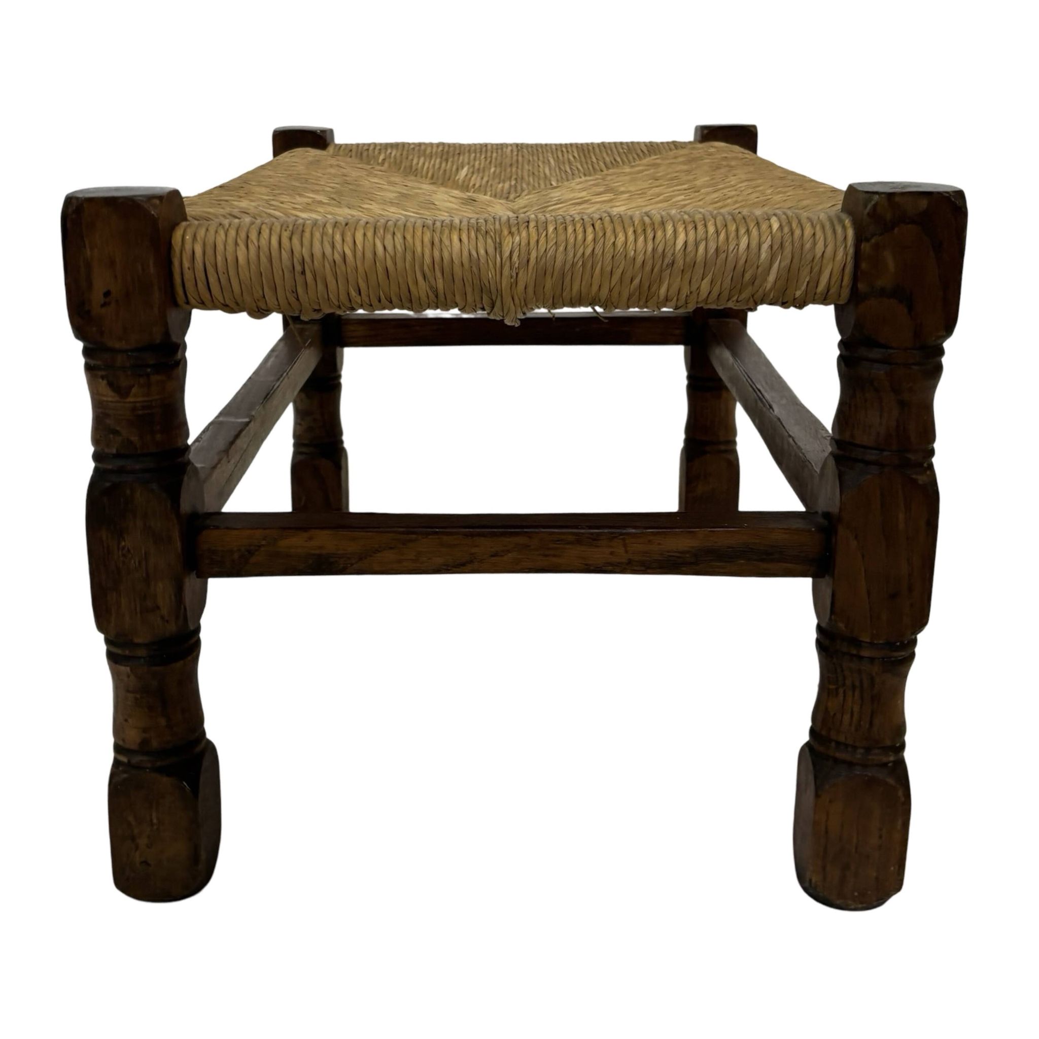 Tabouret vintage en rotin petit tabouret ottoman du milieu du siècle design années 60