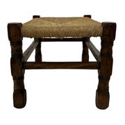 Tabouret vintage en rotin petit tabouret ottoman du milieu du siècle design années 60