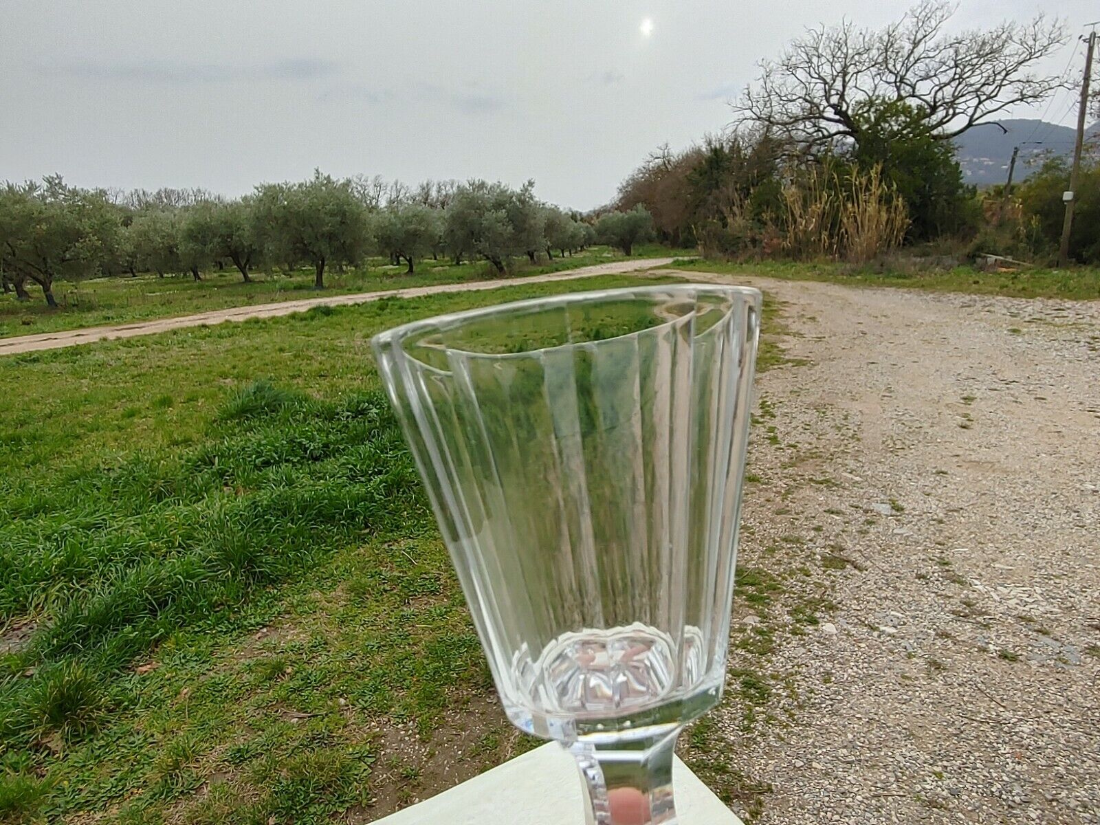 Baccarat White wine glass or port Crystal cut with cut sides, circa 1840