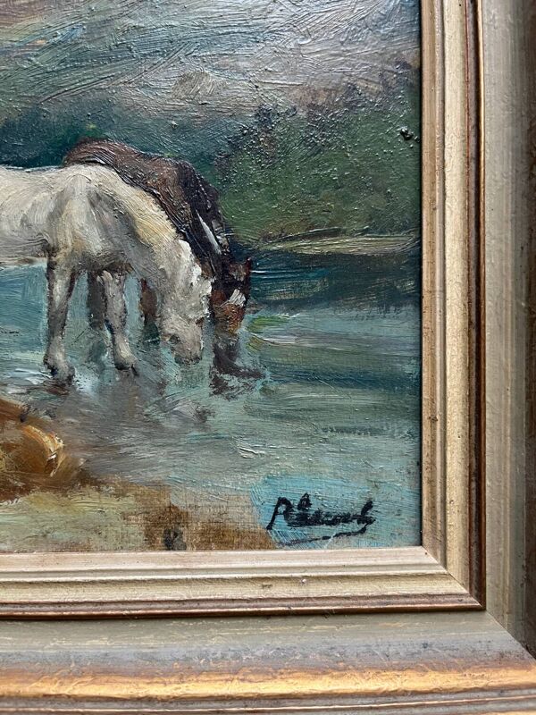 Raimont lecourt tableau ancien huile sur panneau