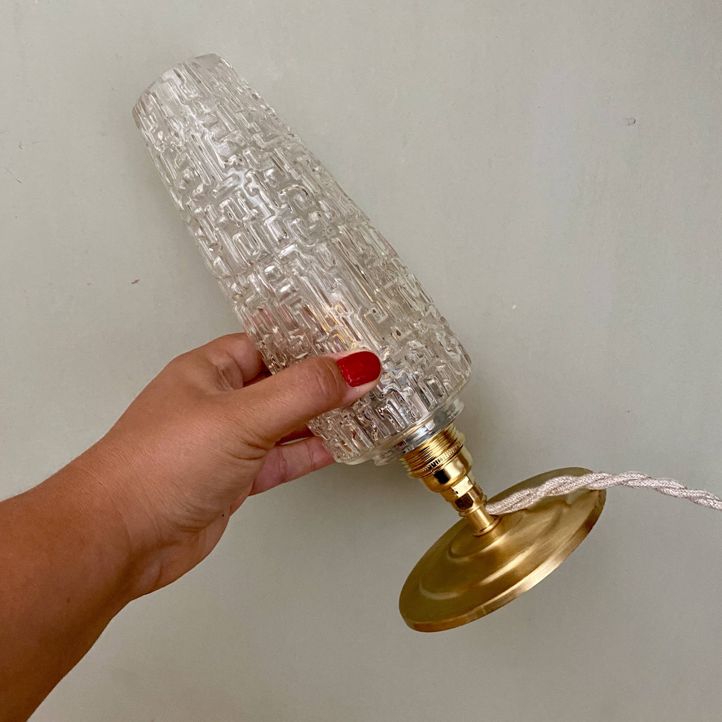 Vintage globe table lamp in molded glass