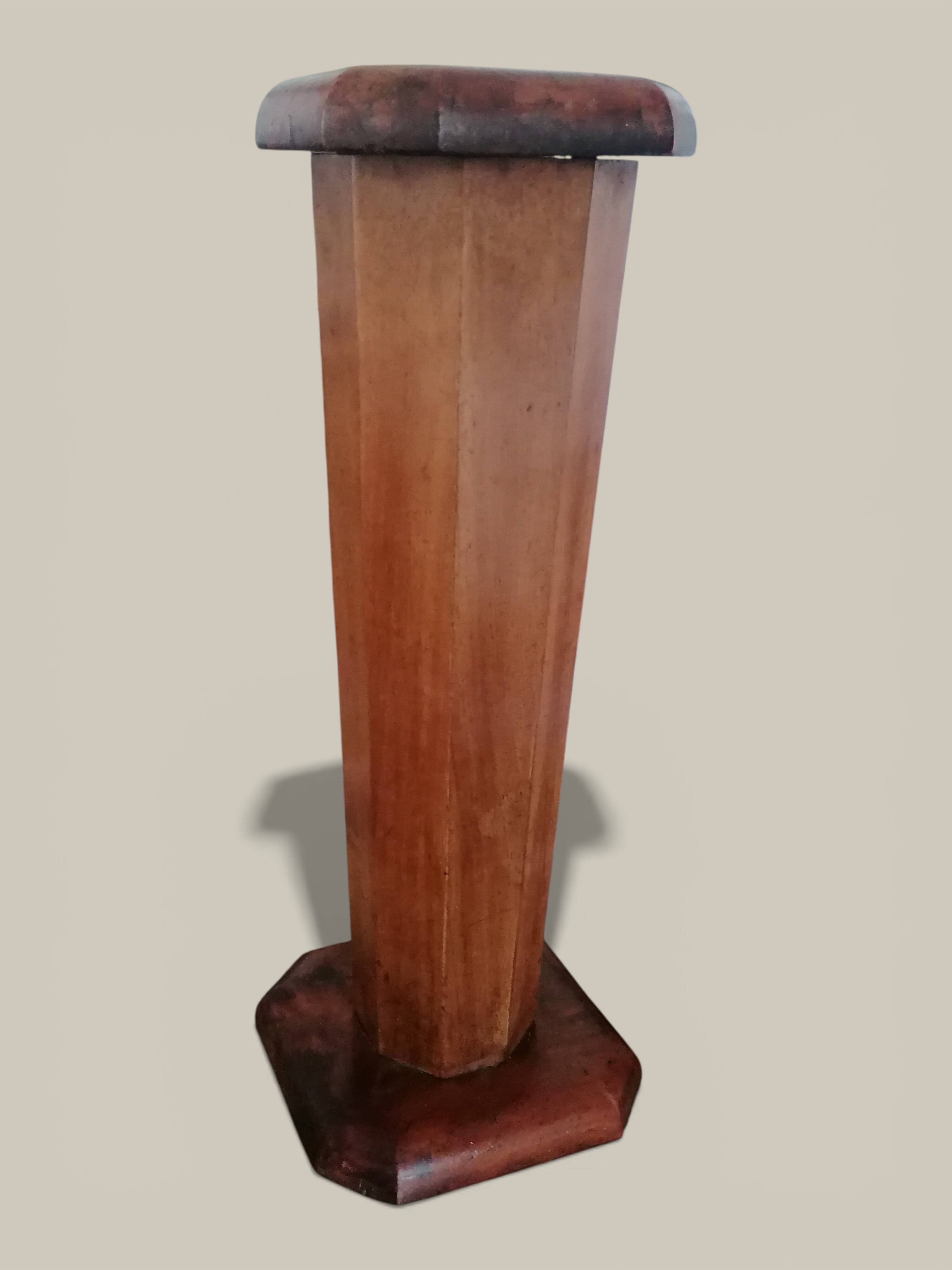 Art Deco floor ashtray in elm and rosewood.
