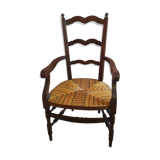 Wooden armchair with straw seat
