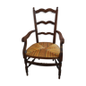 Fauteuil bois avec assise en paille