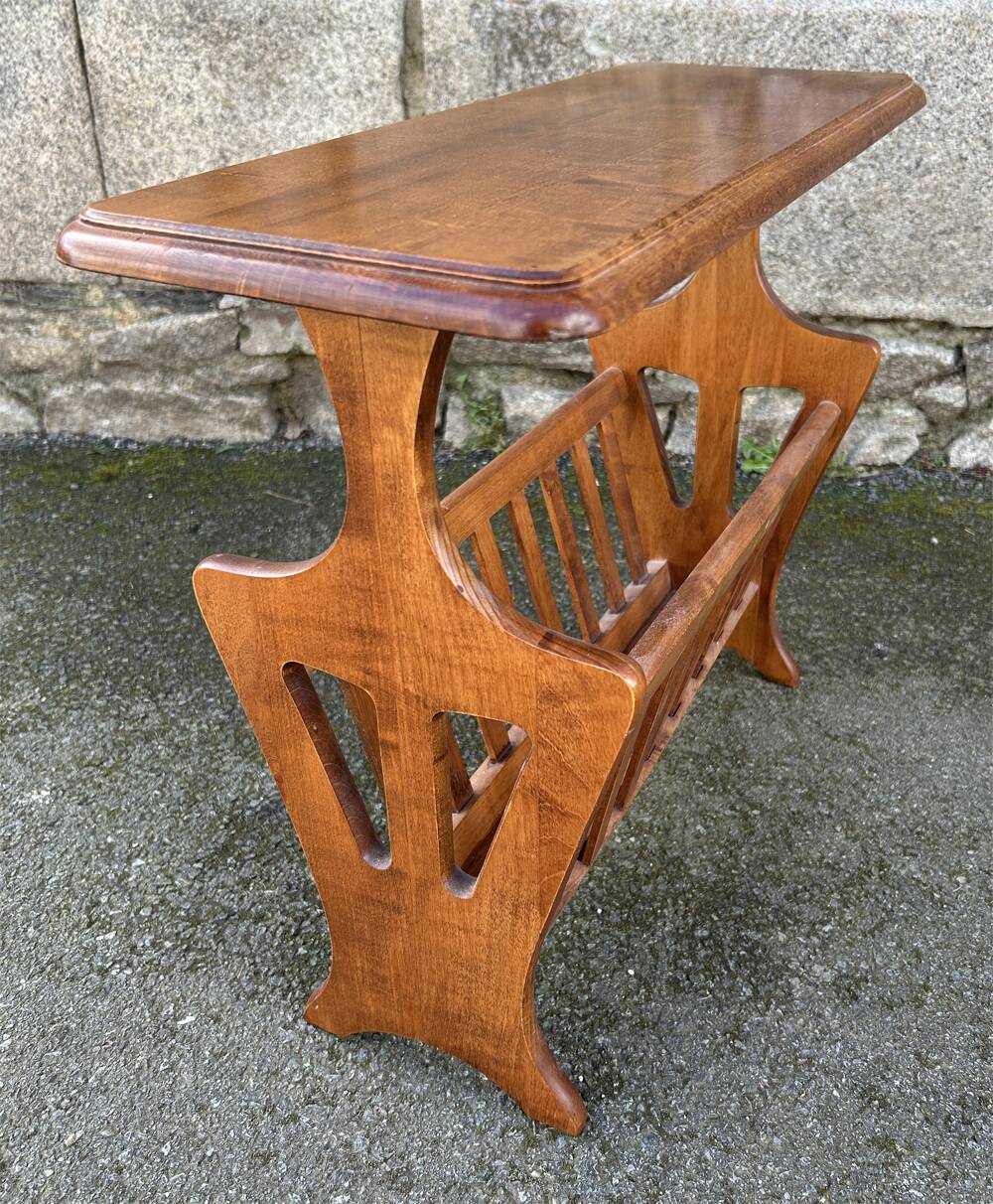 Magazine rack, side table, wood, vintage, 60s