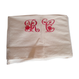 Drap lin brodé  en rouge