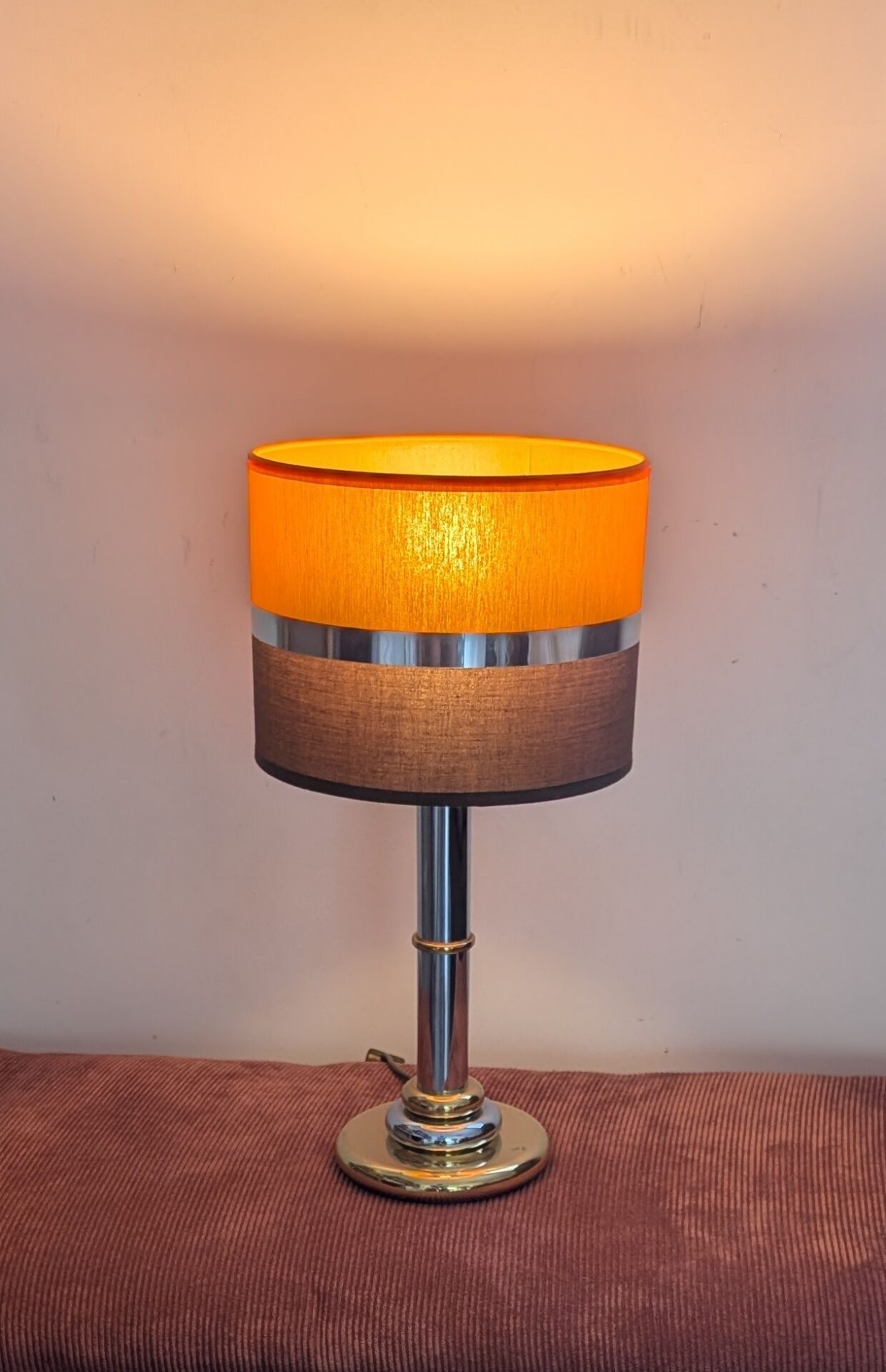 Vintage orange and chocolate lamp design.