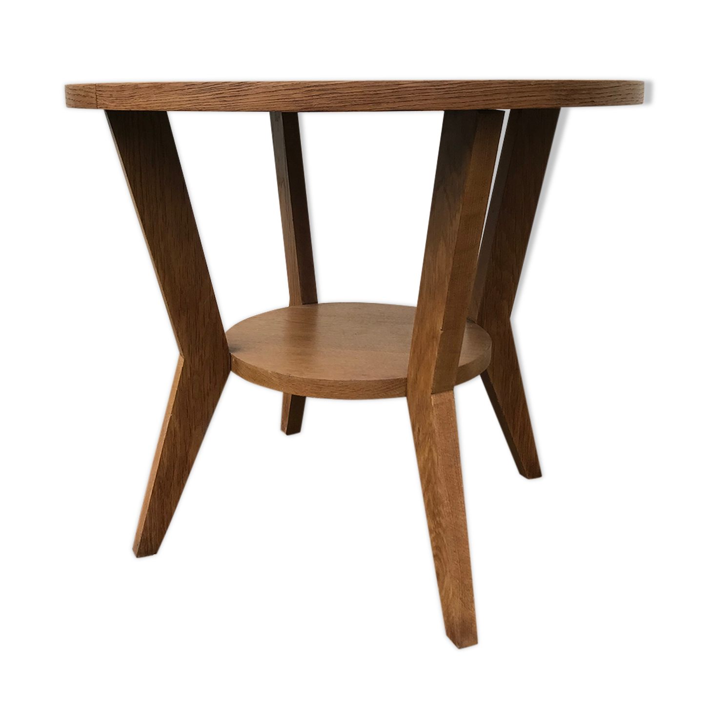 Vintage pedestal table 1940-50 in light oak