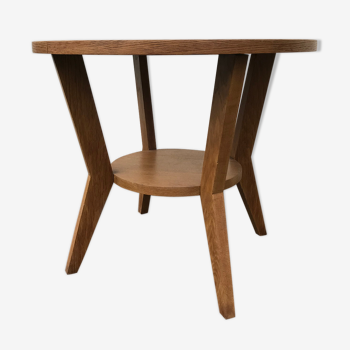 Vintage pedestal table 1940-50 in light oak