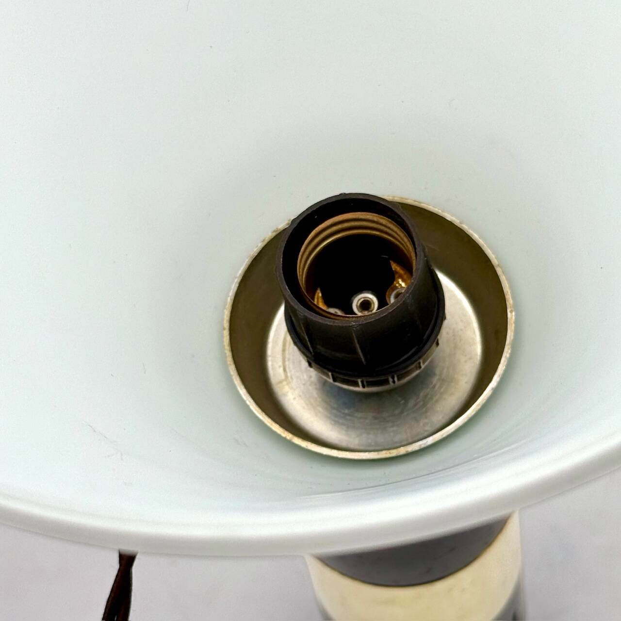 Hanging Light in Opaline Glass and Brass attributed to Stilnovo, 1950s