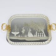 Ercole Barovier Swirl Murano Glass Mirror Serving Tray, Venice, 1940s
