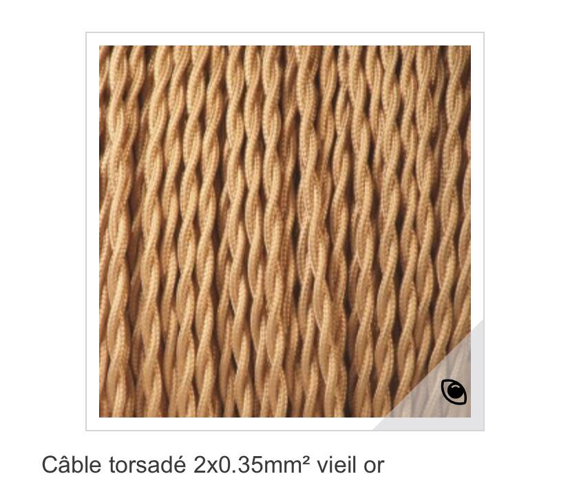 Lamoe tulipe en opaline, câble tissu neuf