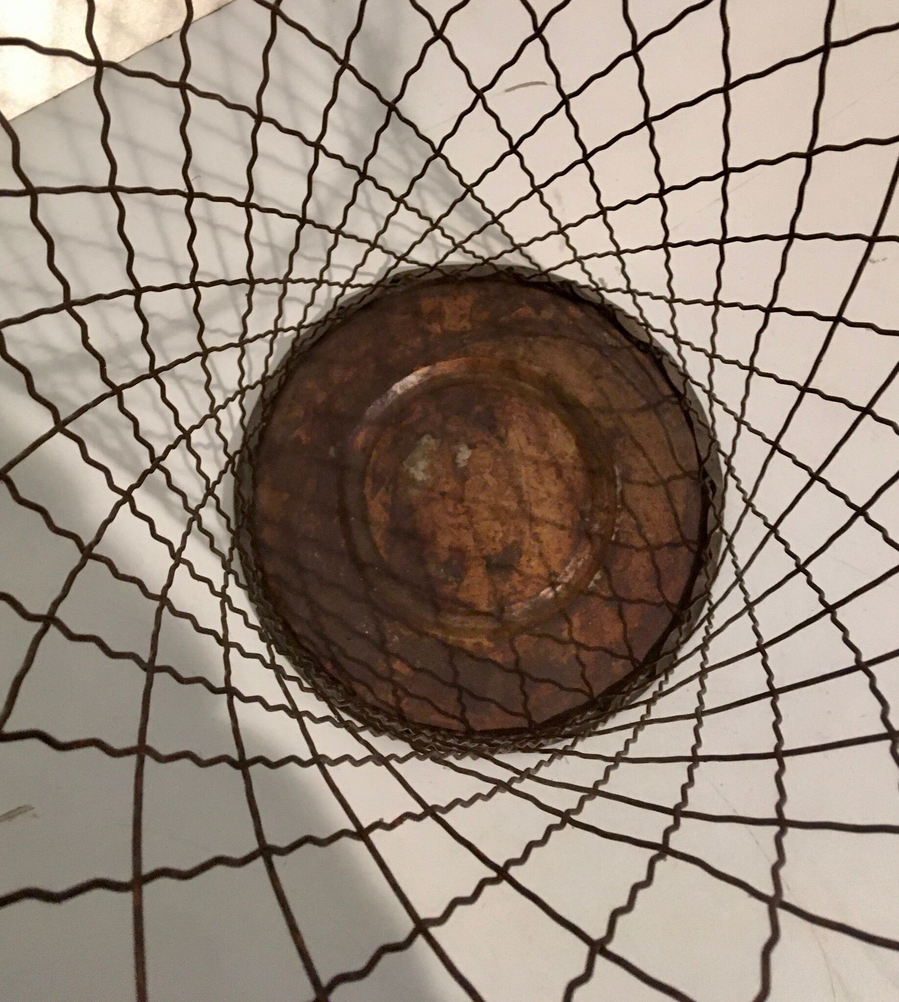 Vintage paper basketmade of brass thread