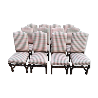 12 chaises Louis XIII