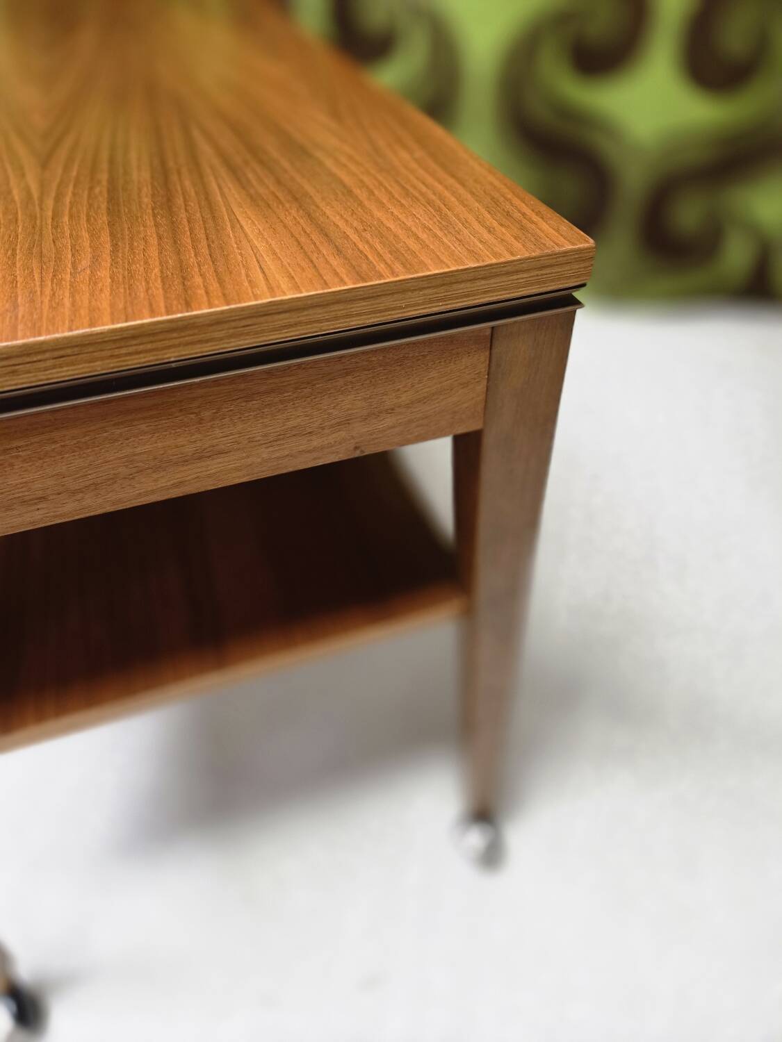 Teak serving table with casters, 1970s