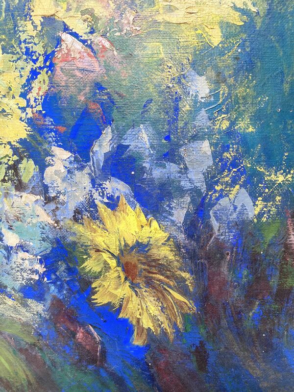 Huile sur toile fleurs G de Marco 50X60