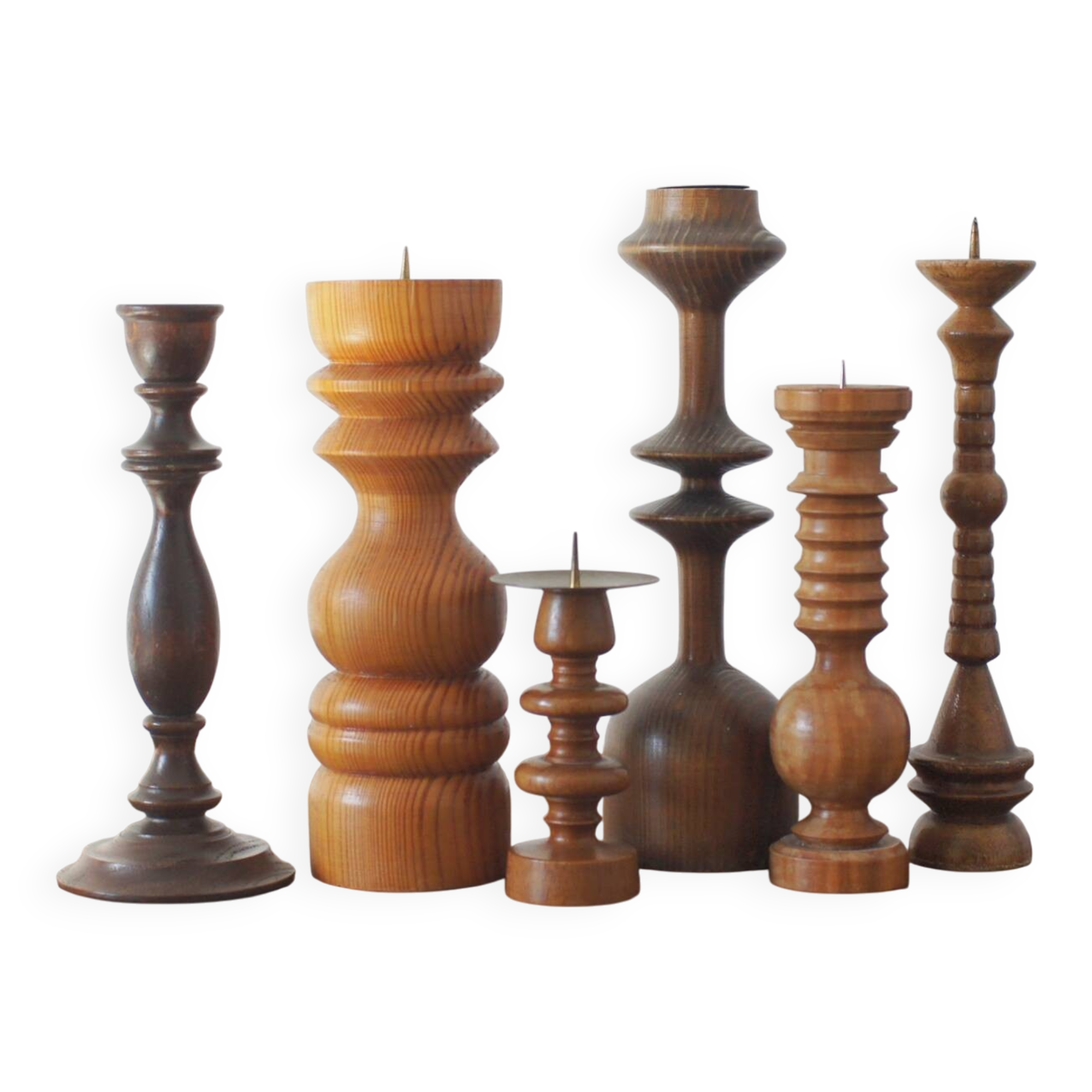 Bougeoirs scandinaves en bois, lot de 6