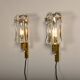 Set of vintage Danish Modern Brass and Glass Wall Sconces, 1970's