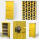 Antique powder yellow Parisian bonnetière wardrobe.