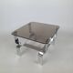 Table basse métal chromé et verre fumé 70