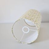 Table lamp, vase base with geometric handles and printed lampshade