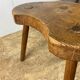 Set of 6 brutalist solid oak tripod farm stools from the 1950s