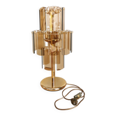 Vintage Smoked Glass Desk Lamp: EGLO Leuchten, 1980s Austrian Gold Table Li