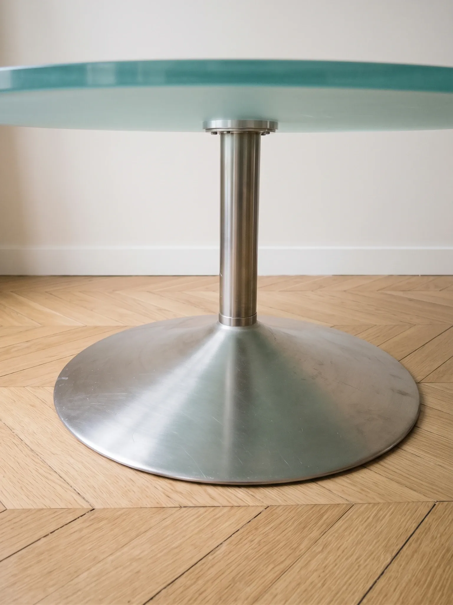 Frosted glass and metal coffee table, 1970s.