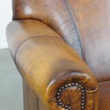 Cowhide Leather Armchair with Deep Warm Colors