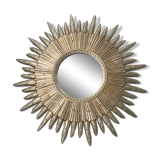 Vintage silver wood sun mirror