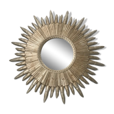 Miroir soleil bois argenté vintage