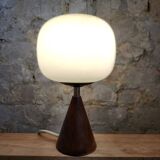 Small lamp in teak, opaline and brass year 60