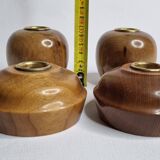Set of 4 Myrtle Wood Candle Holders with Brass Inserts, Made in Port Orford, Oregon