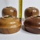 Set of 4 Myrtle Wood Candle Holders with Brass Inserts, Made in Port Orford, Oregon