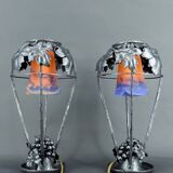 Pair of Wrought Iron Lamps, Vine Theme, Müller Frères, Art Deco, 1925