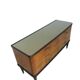 Commode en acajou plaqué avec plateau en verre vert, années 1950