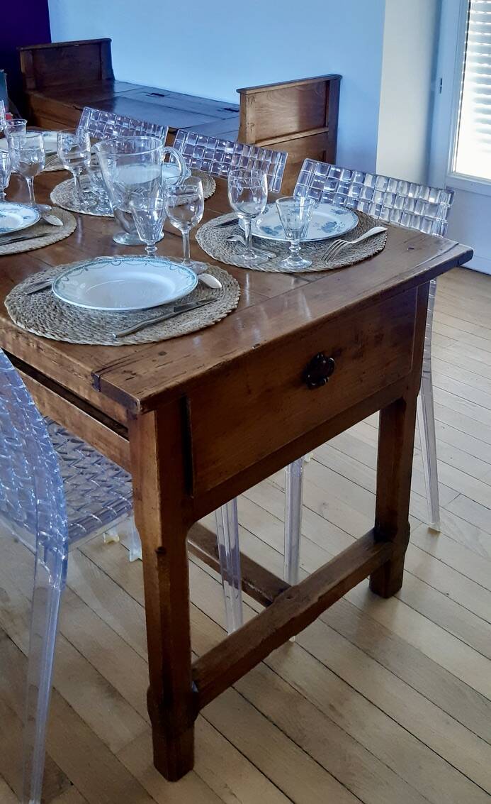 Table de ferme ancienne en bois de hêtre XIXème