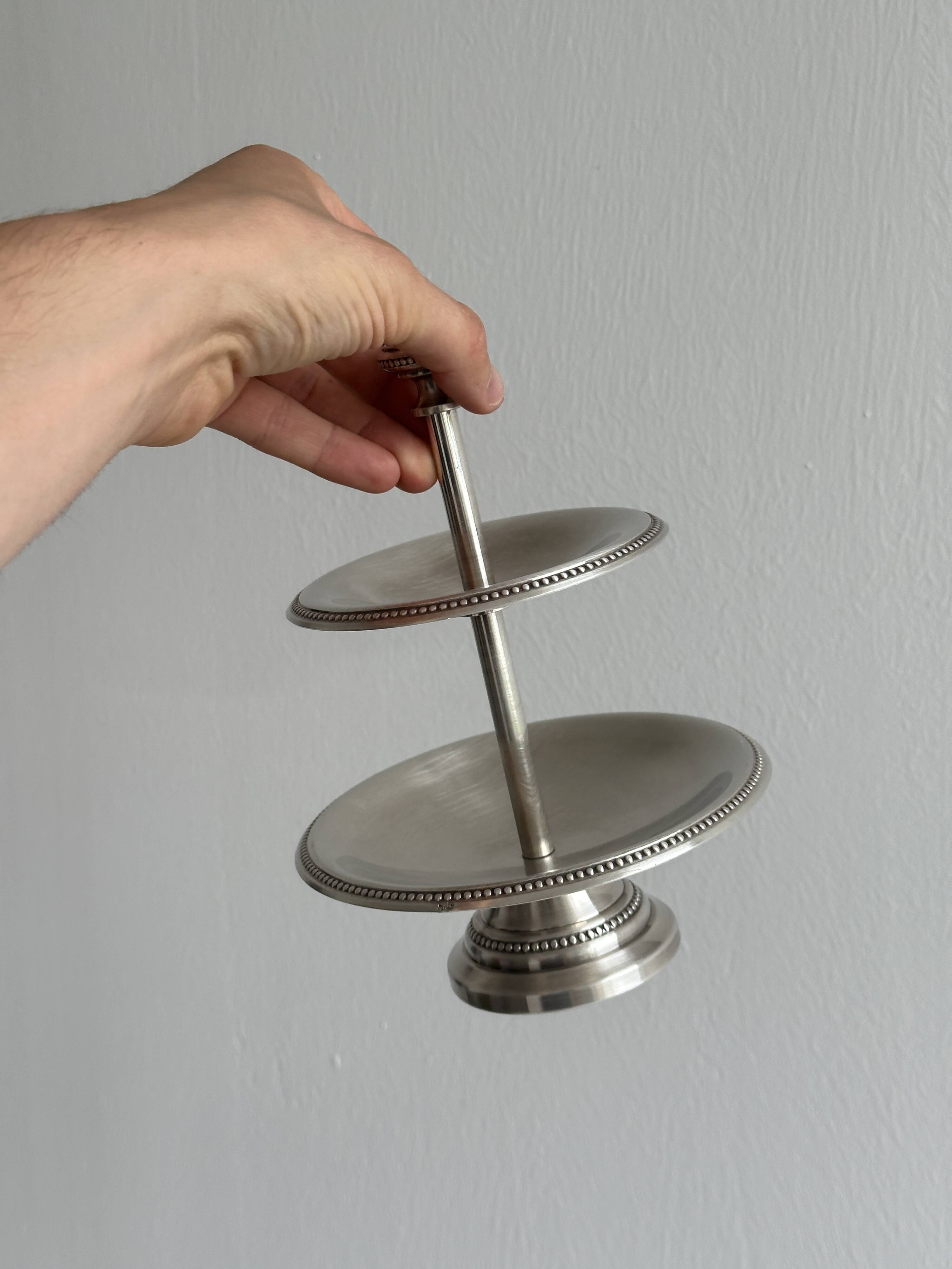 Silver-plated metal tiered dish