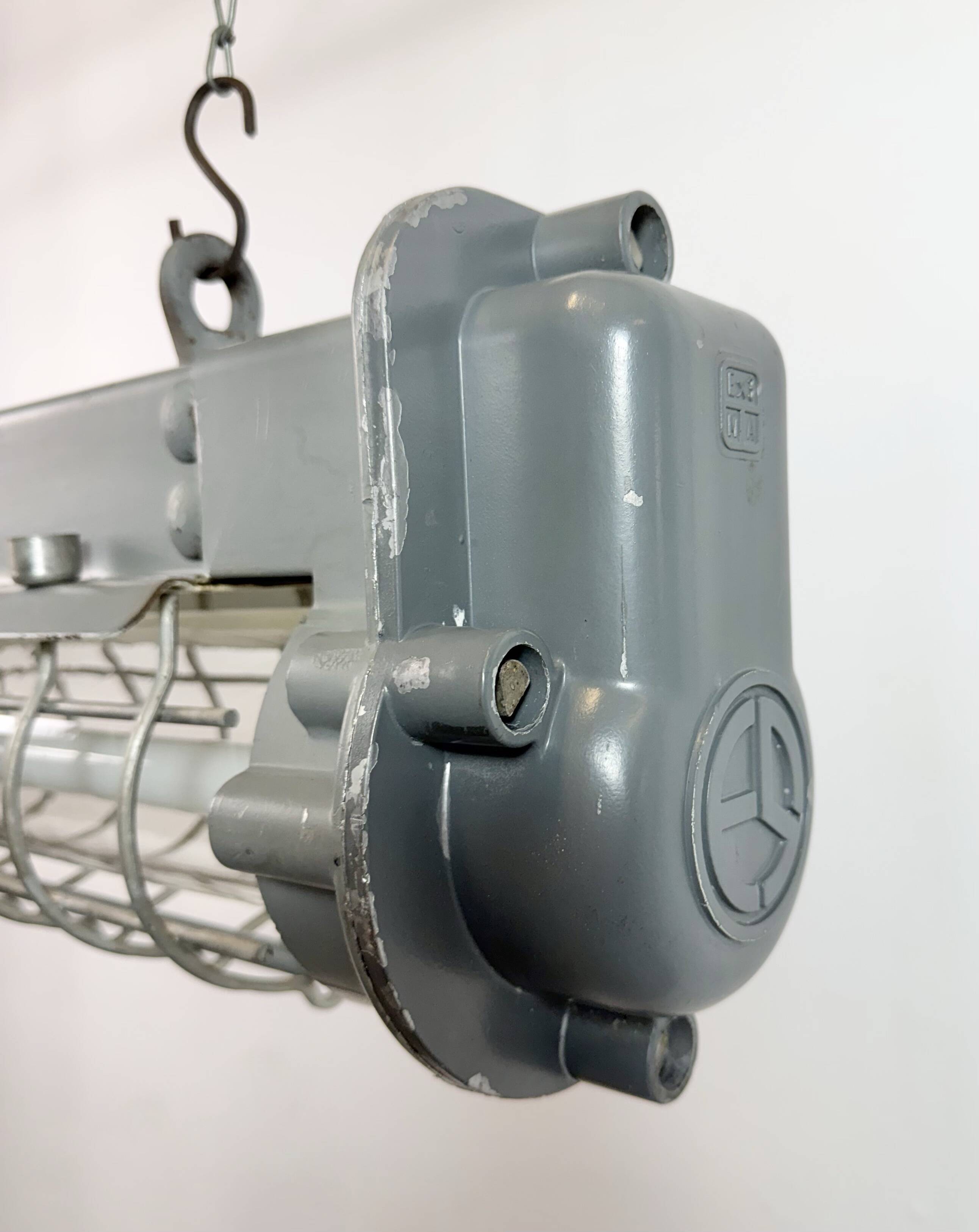 Grey Industrial Hanging Tube Light from Elektrosvit, 1970s
