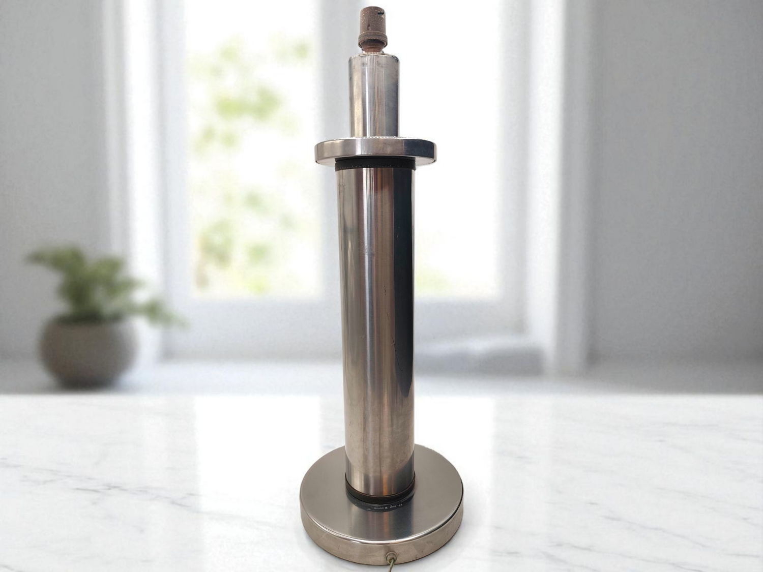 1970s simar stainless steel table lamp - industrial modernist design