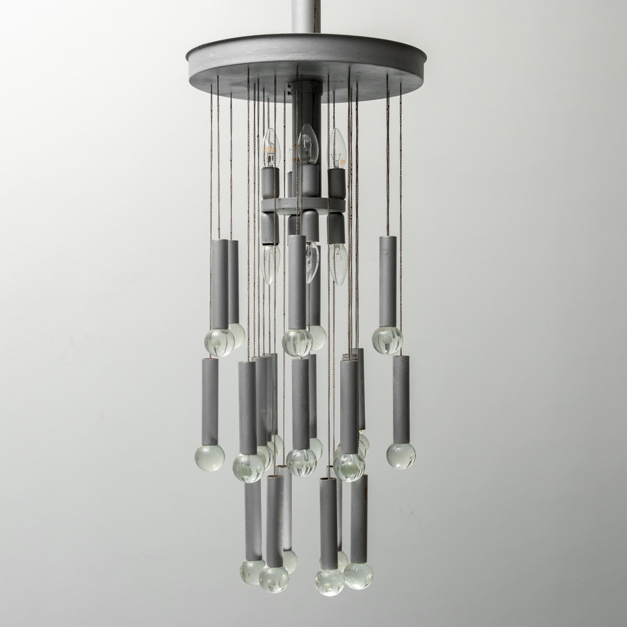 Chandelier 8 lights 24 pendants sciolari 70s vintage modern
