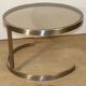 Table basse d'appoint vintage en acier brossé et verre, 1970