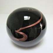 ball paperweight black and coppery glass paste Bob le Bleis glassware Maure Old vintage